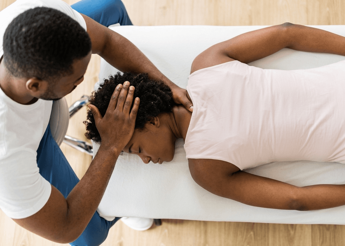Patient receiving chiropractic adjustment at Advanced Wellness Chiropractic