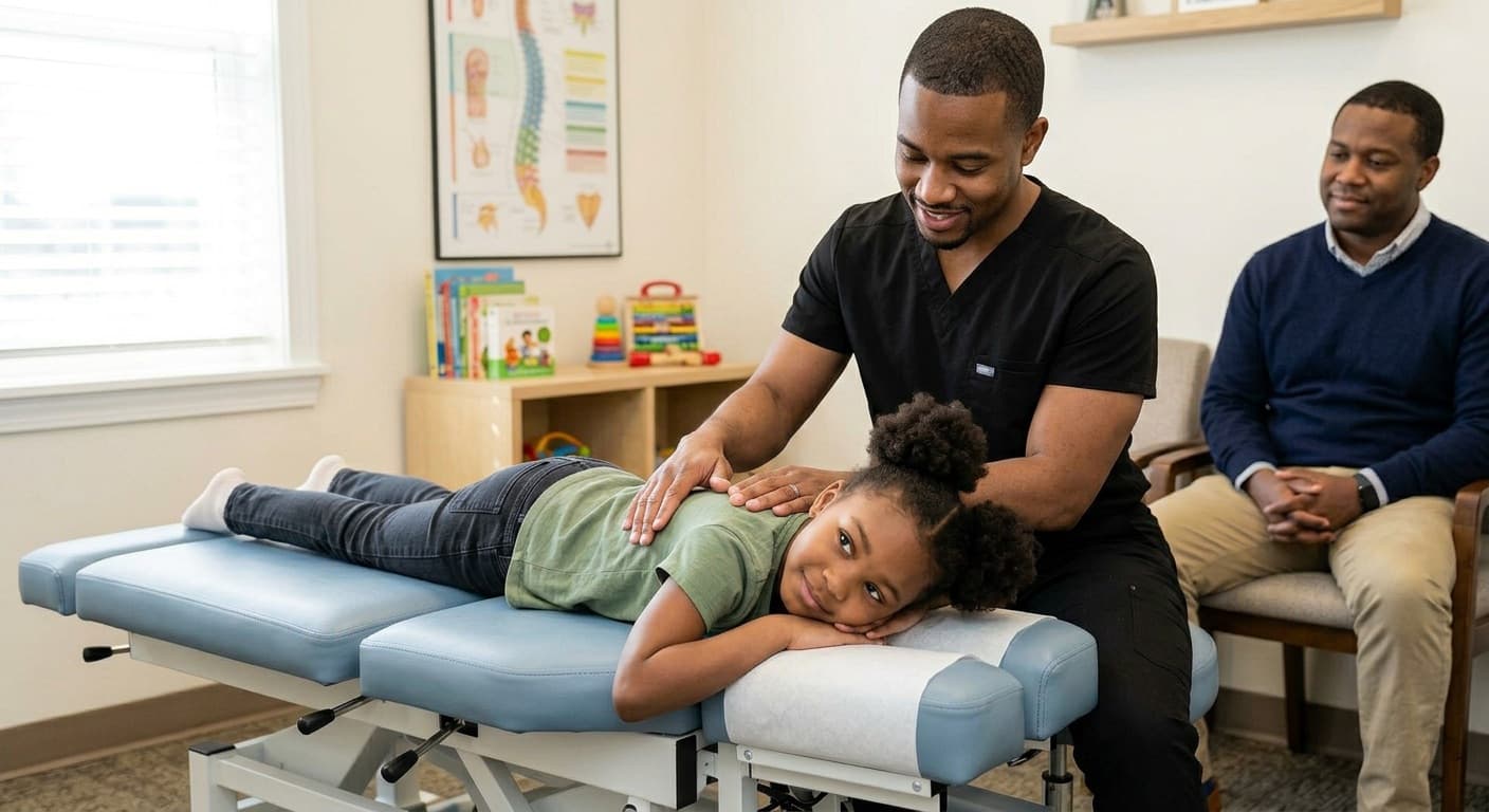 Child receiving gentle chiropractic care at Advanced Wellness Chiropractic in Bridgeton, MO